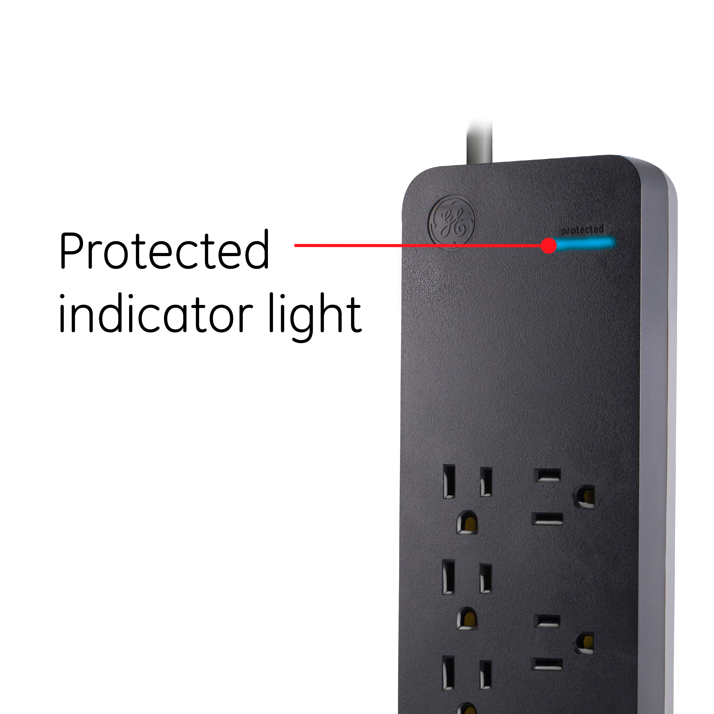 GE Pro 7-Outlet Surge Protector with USB Ports, 3 ft, Black photo 8