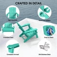 thumbnail image 3 of SUUNYN Folding Adirondack Chair, HDPE All-Weather Fire Pit Chairs, Plastic Adirondack Chairs with 2 Cup Holder,Lake Blue, 3 of 9