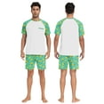 thumbnail image 5 of MINTREUS Men's Pajamas Colors Contrast Short Sleeve Round Neck 2-piece Set Men's Loose Shorts Casual Set Raglan Pajamas, 5 of 6