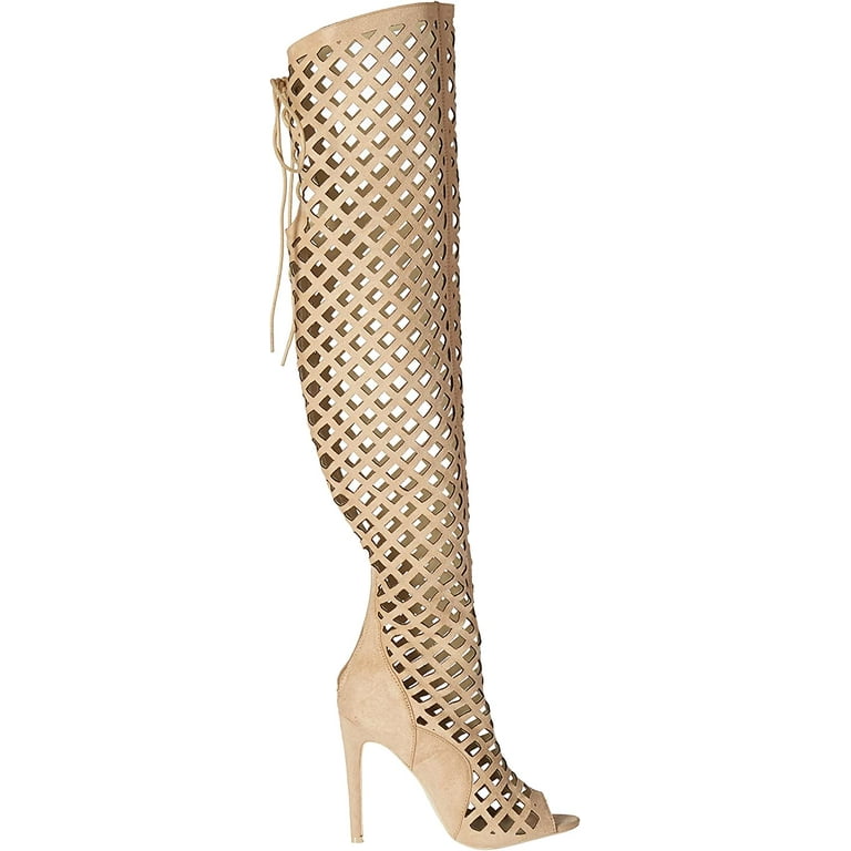 thigh high gladiator heel boots