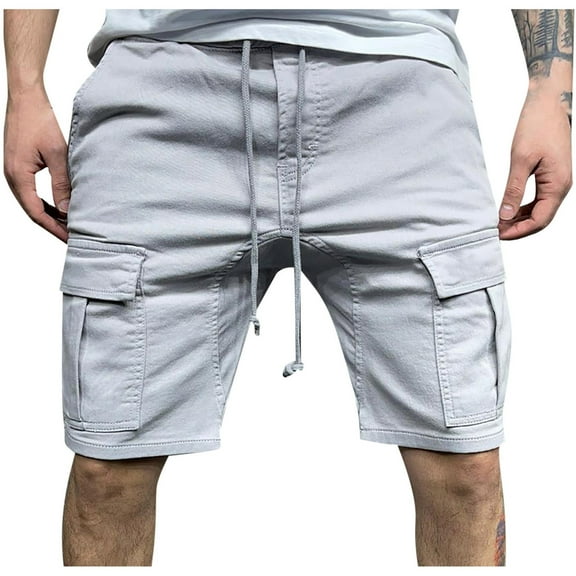 Elainilye Fashion Mens Shorts Drawstring Cargo Shorts Casual Sport Fit Shorts Hiking Shorts