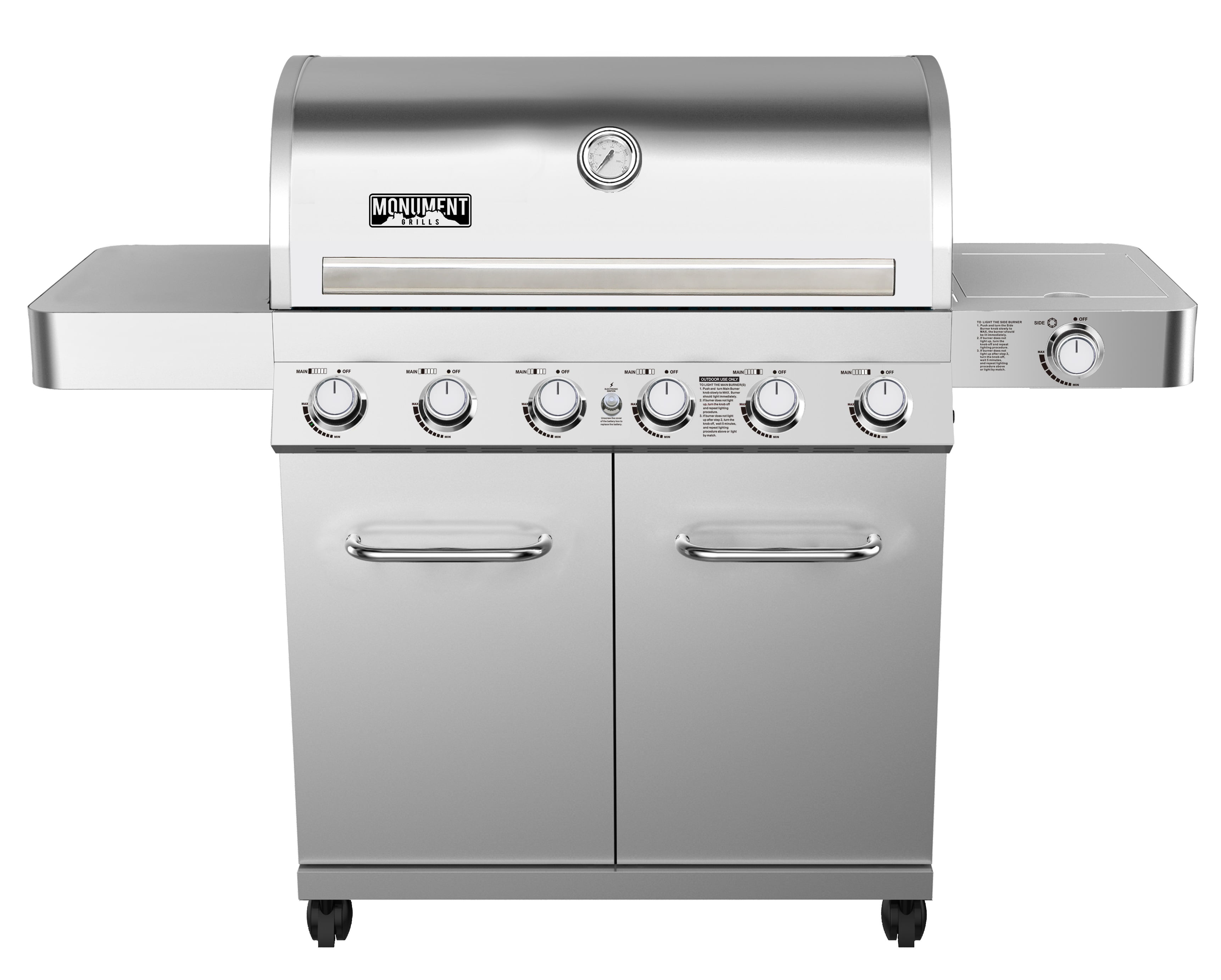 Monument Grills 6Burner Propane Gas Stainless Grill with LED Controls