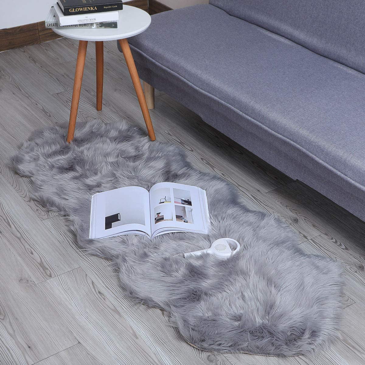 100% Genuine Sheepskin Rug Lambskin Long Wool Carpet Sofa Floor Area Rug Grey 