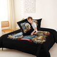 thumbnail image 4 of Manfei Jungle Eagle Queen Comforter Set,Vintage American Flag Comforter Sets Queen,Black,Black Reversible,3pcs,1 Comforter and 2 Pillowcases, 4 of 7