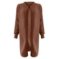 thumbnail image 3 of Fesfesfes Women Casual Solid Color Round Neck Bubble Knit Cardigan Long Coat Sweater Outerwear Cozy Fall Winter Loose Comfortable Warm Soft Fashion Layered Tunic Tops(Brown#1,M), 3 of 4