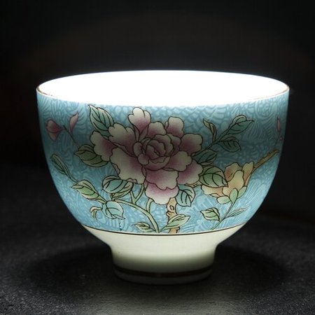 

Enamel Tea Set Tea Cup Ceramic Tea Bowl Pastel Wanhua Grilled Flower Tea Cup Master Single Cup Hand-painted Kung Fu Tea Cup
