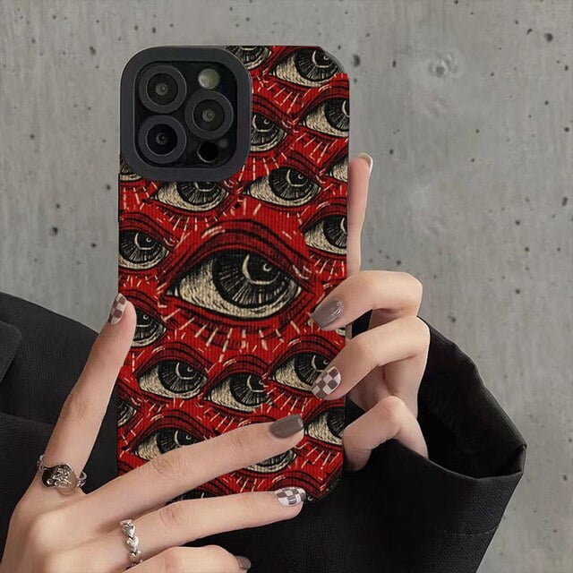 Funda de teléfono suave con patrón de ojo rojo escalofriante para iPhone 15 14 12 11 13 Pro Max 14Plus 12 13 Mini 7 8 Plus X XS Max XR