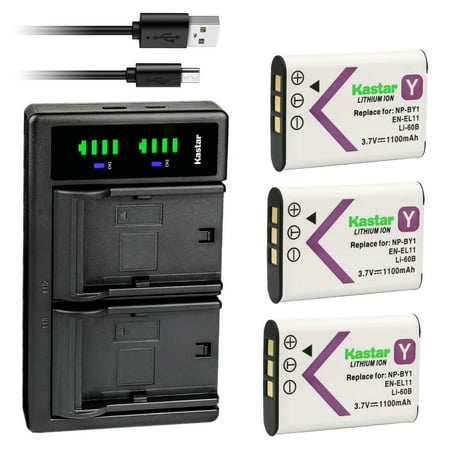 Image of Kastar 3-Pack Battery and LTD2 USB Charger Replacement for Pentax D-LI78 DLi78 Battery Pentax D-BC78 Charger PENTAX Optio L50 Optio M50 Optio M60 Optio S1 Optio V20 Optio W60 Optio W80 Cameras
