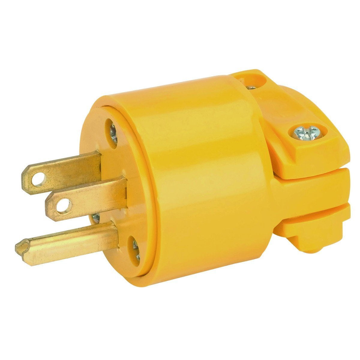 15 AMP Male 3Prong Straight Blade Plug, Yellow, Industrial Grade