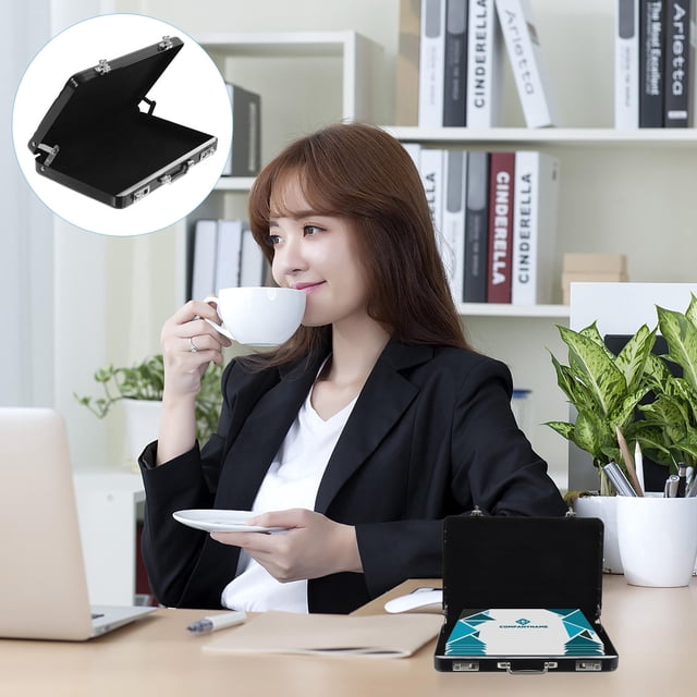 WEUVEB Estuche Para Tarjetas De Visita Negro Estilo Maletín De Aleación Resistente