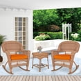 thumbnail image 3 of Jeco 3pc Wicker Rocker Chair Set in Honey with Orange Cushion, 3 of 10
