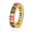 thumbnail image 6 of Multicolor Square Cut AAA Cz Band Womens Stainless Steel Silver/Gold Ring Sz 6-9, 6 of 7