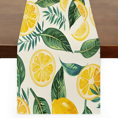 

Qzaxky Table Runner Boho Table Runner Yellow Lemons Summer Bohemian Boho Outdoor Table Runner Decoration for Indoor Outdoor Home Dinner Party Wedding Decor 13 x 120 Inch