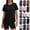 Black, variant on UDAUDU Women Workout Tops Quick Dry UPF 50+ Yoga Shirts Short Sleeve Athletic Tops with Side Slits Running Gym Tee Top Loose Fit Tops Dark Gray M
