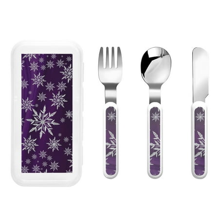 

Qokaie Snowflake Gradient Purple for Stainless Steel Kids Silverware Set - Children’s Utensil Set - Children s Knife Fork And Spoon Set