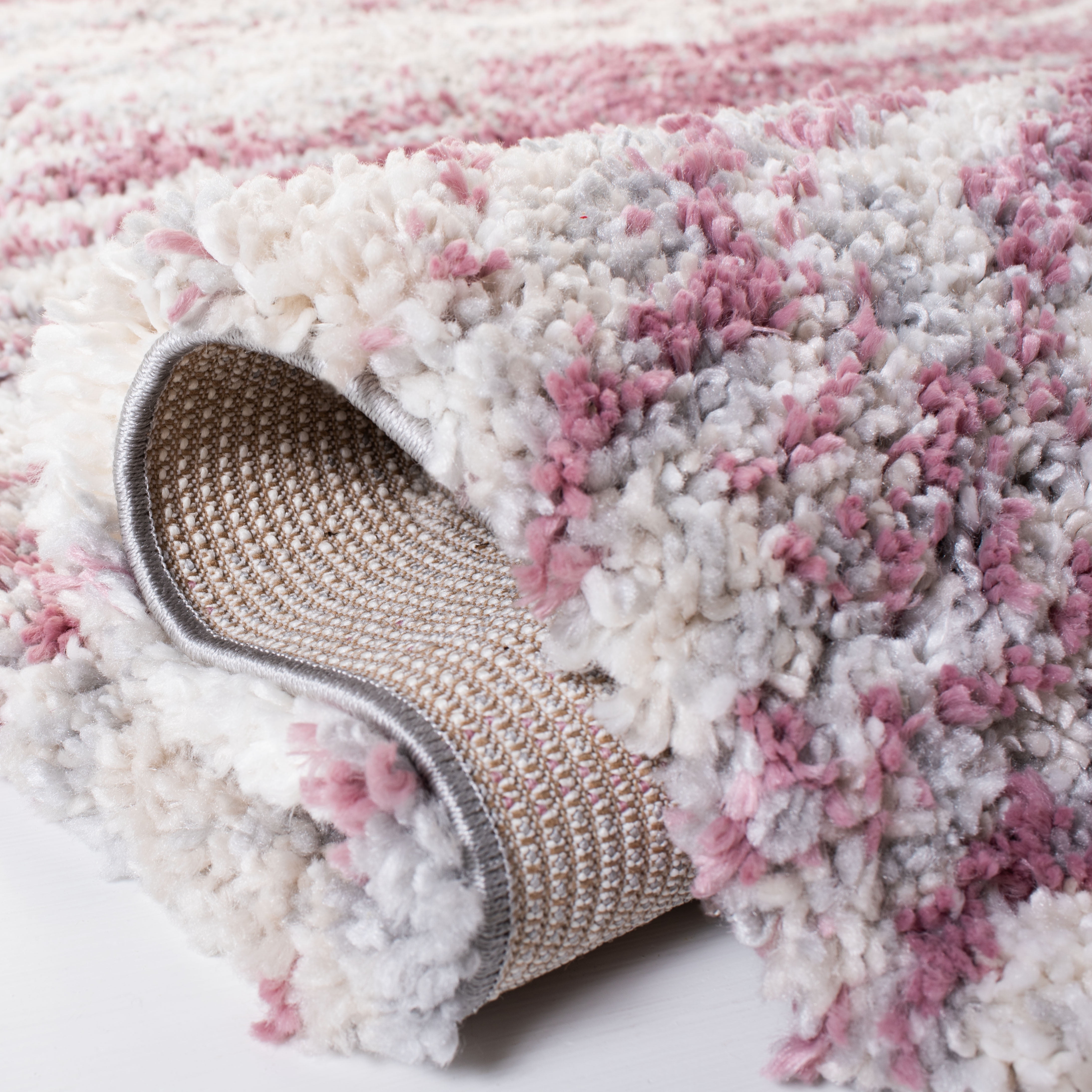 SAFAVIEH Fontana Darien Abstract Shag Area Rug, Pink/Grey, 9' x 12'