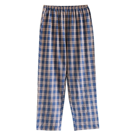 Mgmyaa Men's Casual Plaid Print Pajama Pants with Pocket Straight Leg Full Length Sleepwear