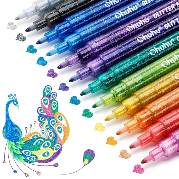 Marcadores con Brillo Ohuhu 12 Colores Metálicos Punta Fina a Base de Agua