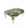 thumbnail image 2 of Ocean Turtle Tablecloth Rectangle Table Cloths 54x108, Waterproof Tablecloth Outdoor Table Cloth, Coastal Coral Illustration Retro Painting Washable Table Cover for Kitchen Dinning Party, 2 of 8