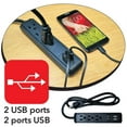 thumbnail image 2 of Elink EK-4058 Power Cord with 3 grounded outlets and 2 USB ports Black, 2 of 3