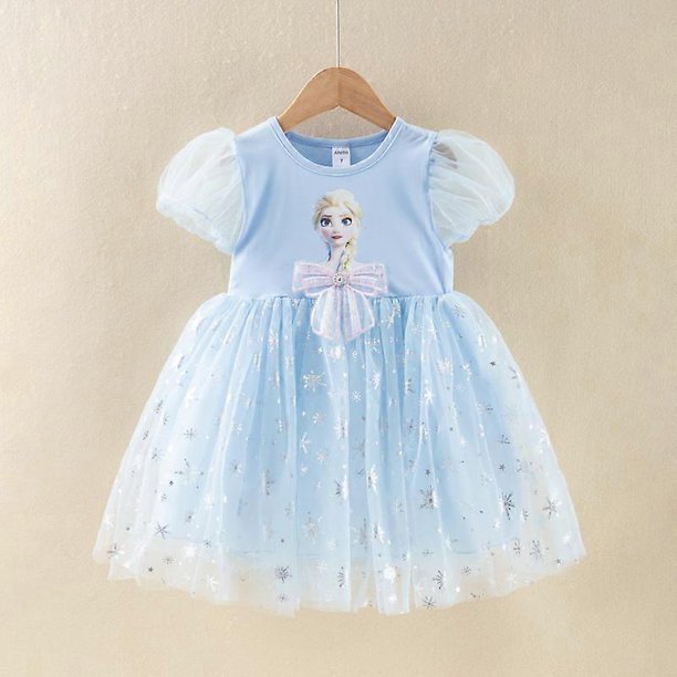 Vestido de princesa Elsa de Frozen, vestido de tul para niñas, vestido de princesa de manga corta, disfraz de Elsa
