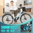 thumbnail image 3 of Elifine 500W Electric Bike for Adults, 26" Commuter Electric Bicycle 19.8mph City Ebike with 5 Riding Modes, 48V 7.8Ah Removable Battery UL 2849, LCD Intelligent Display Hybrid Electric Bike White, 3 of 12