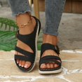 thumbnail image 4 of CYMMPU Women's Triple Strap Platform Slide Sandals, Buckle Decor Open Toe Slip On Wedge Slippers, Casual Summer Footwear Black 38, 4 of 9