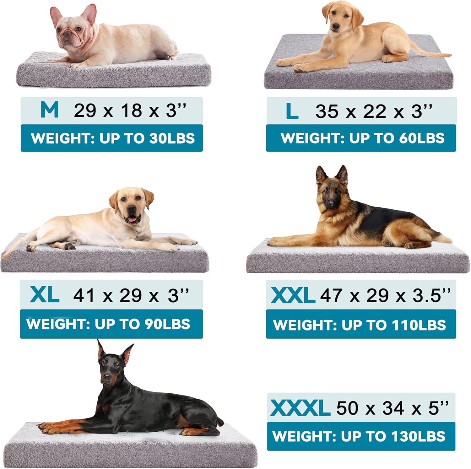 Orthopedic Big Dog Beds for Extra Large Dogs, XXL Memory Foam Washable Dog Bed with Waterproof Liner and Cooling Gel Mattress, Comfy Dog Crate Pad Fits up to 150 lbs Pets