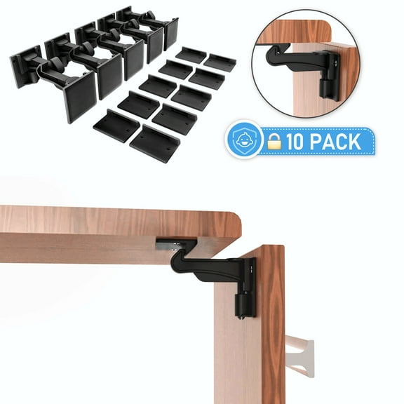 Child Safety Cabinet Locks, Newest Version Heavy Duty Drawer Locks Baby Proof No Drill Child Proof Cabinet Latch Baby Safety Locks for Cabinet Drawer 10 Pack