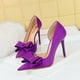 thumbnail image 3 of Zapatos de tacón alto clásicos para mujer, de moda, dulces, súper sexys, de boca baja, con punta lateral hueca, con lazo, para novia, 3 of 5