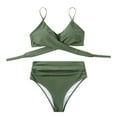 thumbnail image 5 of Atogsazn Women Cross Wrap Halter Bikini Set High Waisted Bathing Suits Push Up Two Piece Swimsuits Beachwear Army Green L on Clearance, 5 of 5
