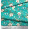 thumbnail image 2 of Soimoi Green Cotton Duck Fabric Leaves & Peony Floral Printed Fabric 1 Yard 42 Inch Wide, 2 of 3