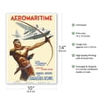 thumbnail image 2 of Aeromaritime - West Coast of Africa Dakar Senegal to Pointe Noire Congo - Vintage Airline Travel Poster by Albert Brenet c.1937 - Master Art Print 10in x 14in, 2 of 4