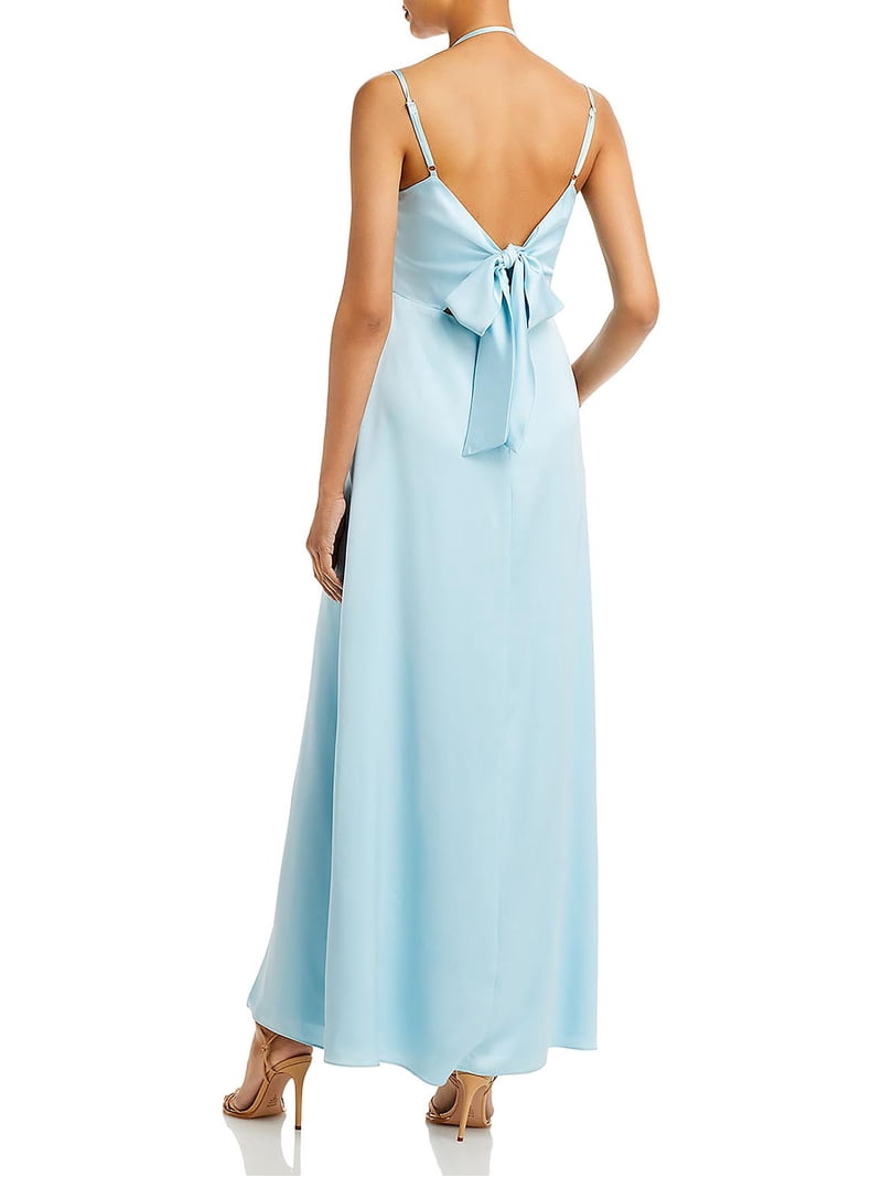 aqua evening dress Blue Bias Cut Satin Maxi The enchanting aqua blue hue offers a refreshing and vibrant look La Femme Women's Tulle and