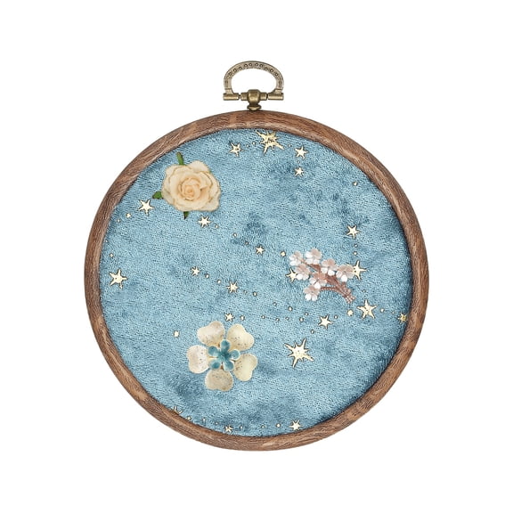 Uxcell Round Pin Display Board Velvet Wall Hanging Brooch Jewelry Display Stand Storage Holder Star Moon Porous Blue