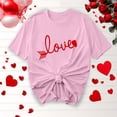 thumbnail image 1 of TIMIFIS T-Shirts de la Saint-Valentin pour Femmes Été Décontracté Ample Manches Courtes Col Rond T-Shirt Hauts Mignon Cœur d'Amour Imprimé Tee Shirt, 1 of 4