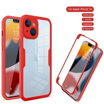 Decase Case For iPhone 14 Plus 6.7 inch,Dual-layer Clear Rugged Silicone Bumper Case with Built-in Screen Protection,Full Body Protection Case Cover,Red