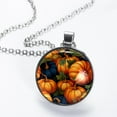 thumbnail image 2 of Thanksgiving Pumpkin Glass Circular Pendant Necklace - Women's Fashion Necklace, 2 of 5