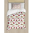 thumbnail image 1 of Ladybugs Duvet Cover Set Twin Size, Cute Hand Drawn Doodle Cartoon Leafs Bugs Abstract Ornamental Nature Illustration, Decorative 2 Piece Bedding Set with 1 Pillow Sham, Multicolor, by Ambesonne, 1 of 3