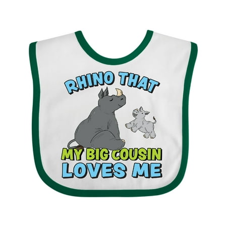 

Inktastic Rhino That My Big Cousin Loves Me with Cute Rhinos Gift Baby Boy or Baby Girl Bib