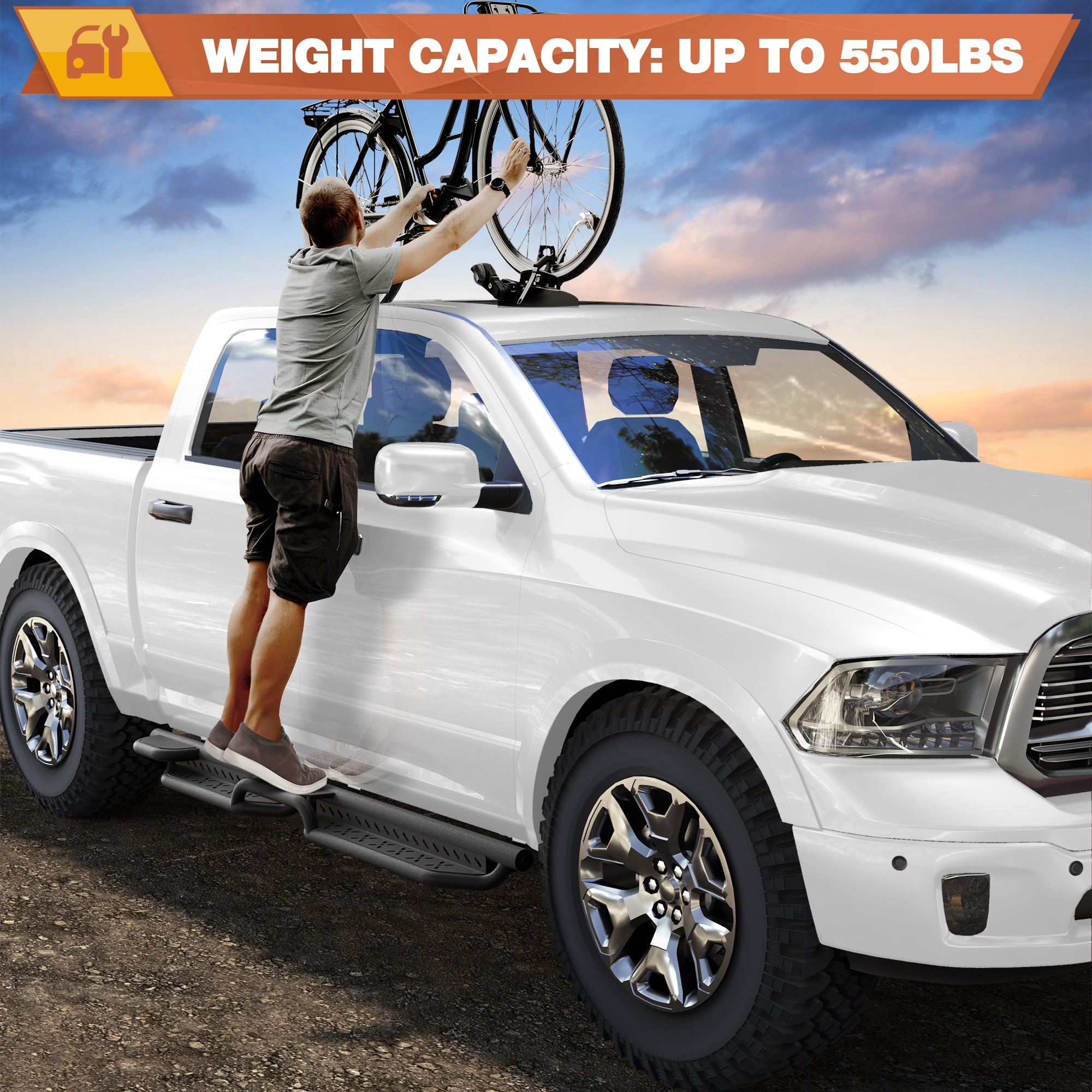 POFENZE Running Boards Side Steps Compatible with 2009-2018 Dodge Ram 1500 (Including 2019-2025 Classic), 2010-2025 Ram 2500/3500 Crew Cab Black Nerf Bars