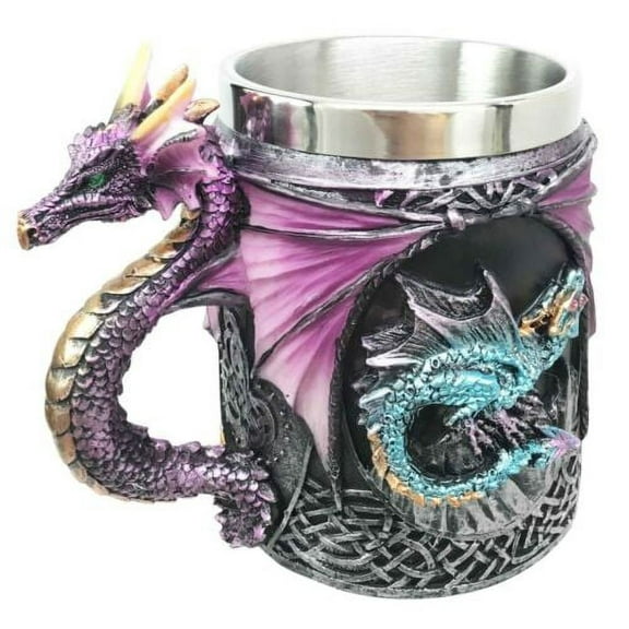 Ebros Conception Blue Fire Purple Dragon Beer Stein Tankard Coffee Cup Mug 12oz