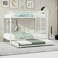 thumbnail image 5 of Lisonu Twin over Full Metal Bunk Bed with Trundle, Convertible 3-Sleeper Frame with Ladder & Rails, White Iron for Guest Rooms & Dorms, 5 of 15