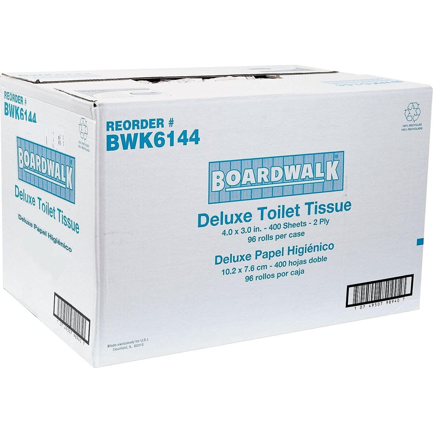 Boardwalk 6144 Two-Ply Toilet Tissue White 4 x 3 Sheet 400 Sheets/Roll 96 Rolls/Carton