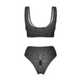 thumbnail image 2 of Honeii Black Spider On Web Print Women’s Bikini Set,Two Piece Swimsuit Bathing Suits,Stylish High Elasticity Swimwear for Beach and Pool, 2 of 7