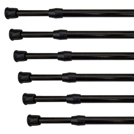 

KXLife 6 Pack Spring Tension Curtain Rod Cupboard Bars Rod 12-20 Black