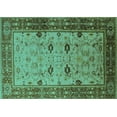 thumbnail image 1 of Ahgly Company Machine Washable Indoor Rectangle Oriental Turquoise Blue Traditional Area Rugs, 8' x 10', 1 of 4