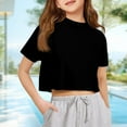 thumbnail image 2 of Lumtrix Girls Crop Tops Short Sleeve T-Shirts for Girl Crew Neck Basic Tee Size 2-14 Years Black 100, 2 of 9