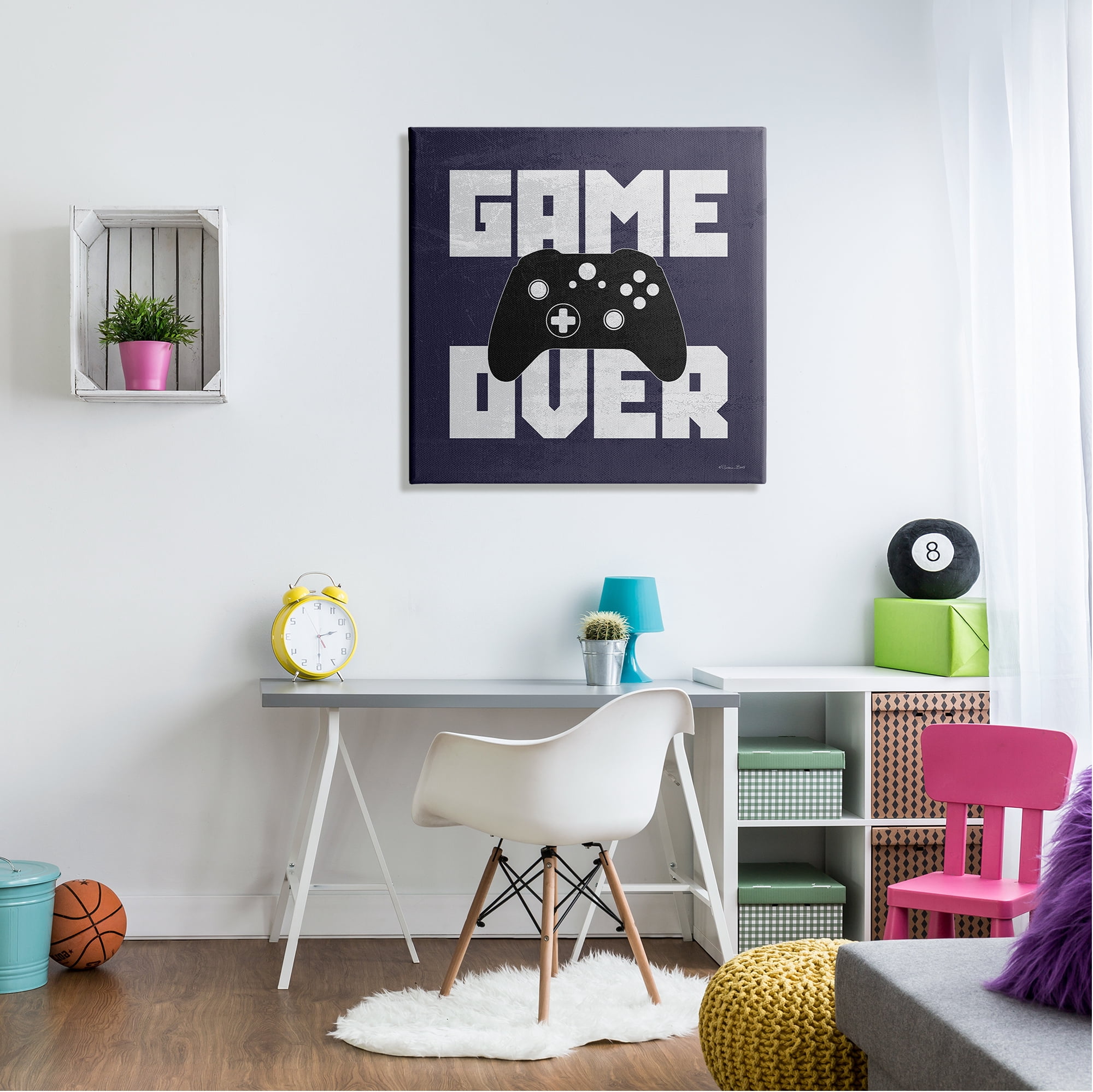 Stupell Game Over Blue Controller Phrase Beauty & Fashion Painting Gallery Wrapped Canvas Print Wall Art