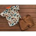 thumbnail image 1 of ITFABS Baby Summer Outfits, Cartoon Dinosaur Print Shirt + Solid Color Shorts, 1 of 10